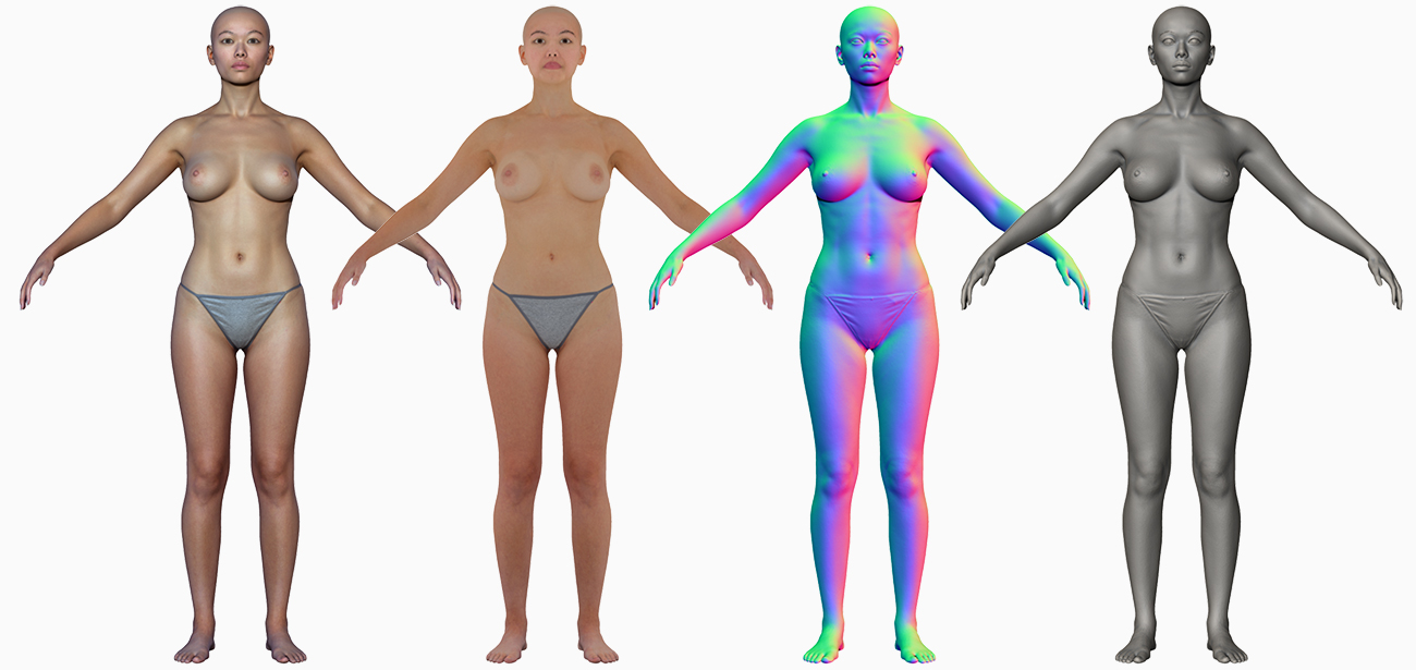 This 3D model features an Asian woman in her 20's in a ZBrush view. The model has a high level of detail, including visible muscle definition, realistic skin texture, and fine details such as hair strands and clothing texture. The ZBrush view is a valuable tool for sculpting and manipulating the model's geometry, allowing for custom modifications to be made easily. The model would be useful for a wide range of projects, including animation, gaming, and virtual reality experiences.